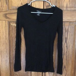 Black Women’s Majestic Filatures V-neck Long Sleeve Tee